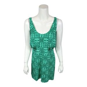 Denim & Co. Women's Beach Handkerchief Hem Scoop-Neck Swim Dress Jade Size 8